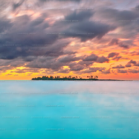 A long exposure of an island in The Bahamas.