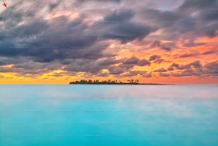 A long exposure of an island in The Bahamas.