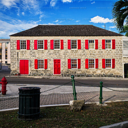 Exposed stone quarry Building in Parliament Square, Nassau Bahamas.