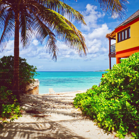 Beach view of Marley resort property in Nassau, Bahamas.