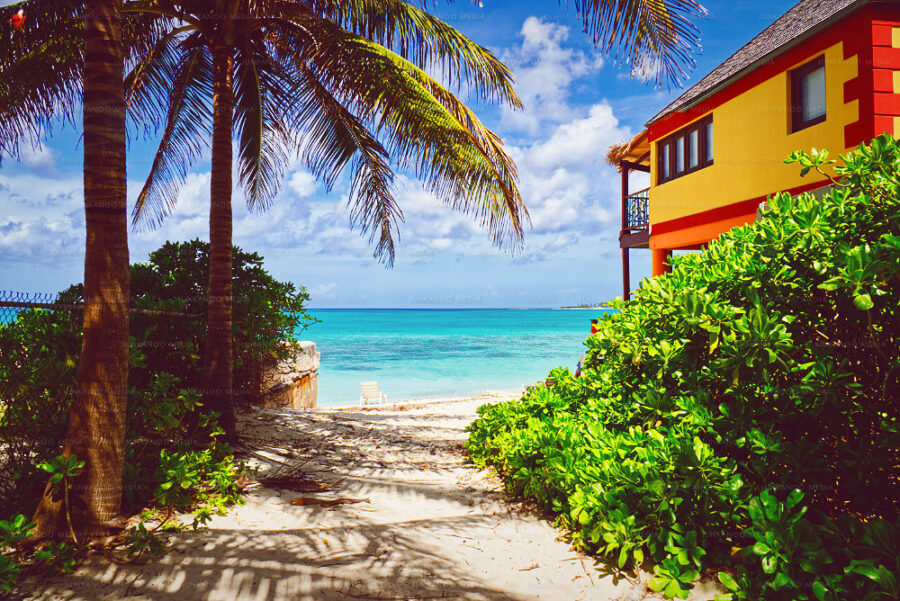 Beach view of Marley resort property in Nassau, Bahamas.