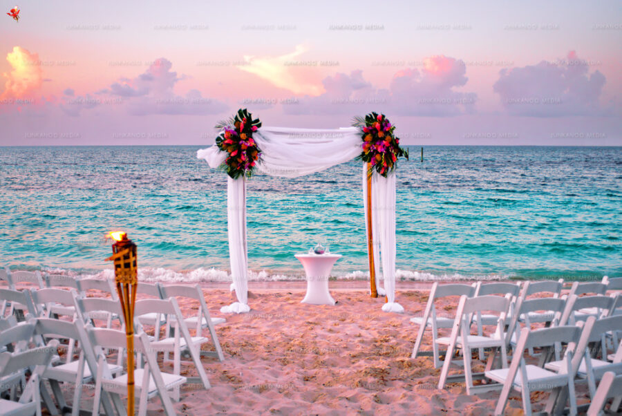 A beach wedding at the Bahamar Resort, Nassau Bahamas.