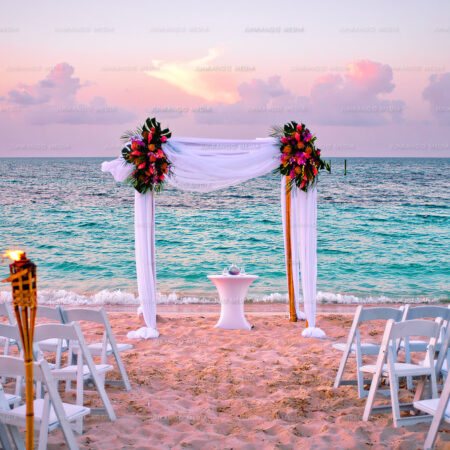 A beach wedding at the Bahamar Resort, Nassau Bahamas.