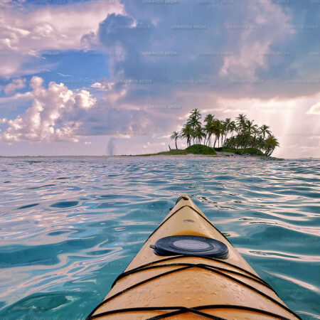 Kayaking out to a small island in The Bahamas