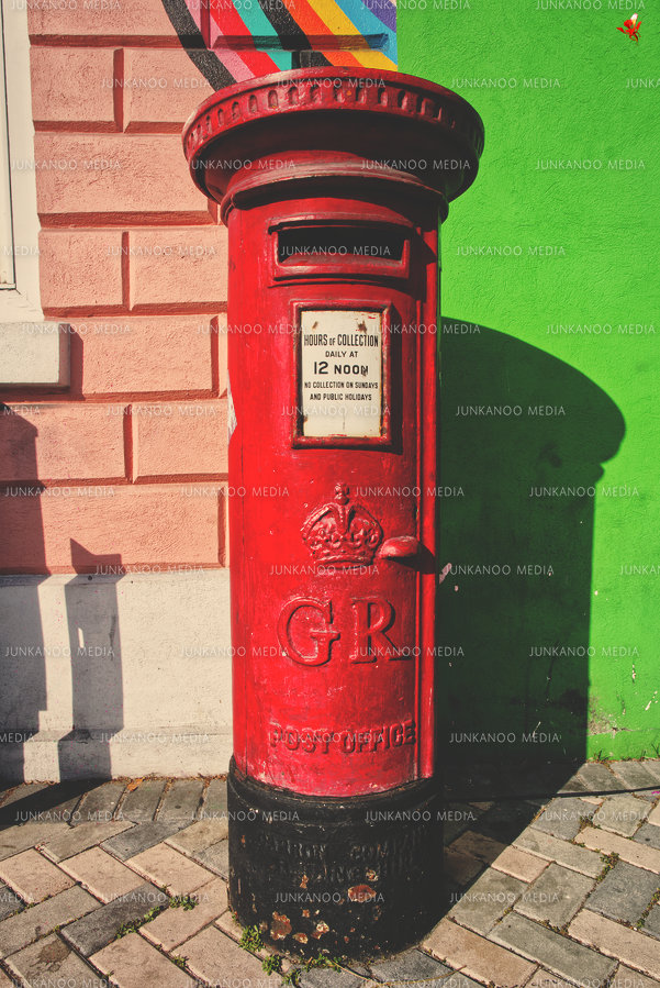 A colonial-era post office collection box with Royal Cypher in downtown Nassau, Bahamas.