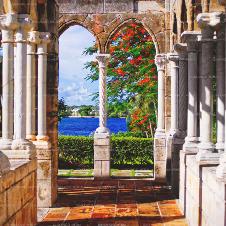View of the eastern entrance of Nassau harbour in The Bahamas from the French cloisters