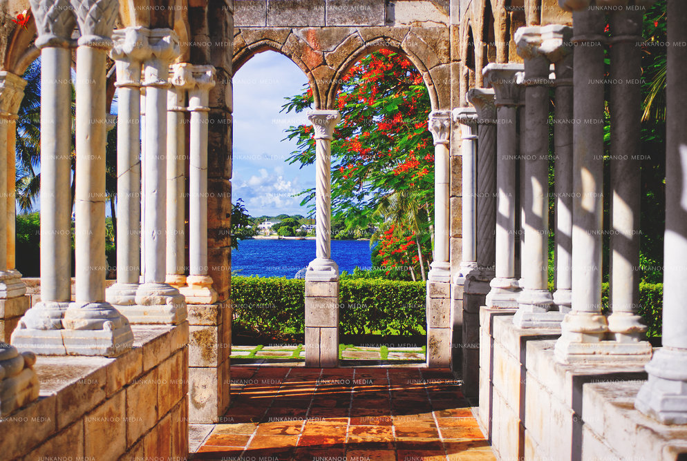View of the eastern entrance of Nassau harbour in The Bahamas from the French cloisters