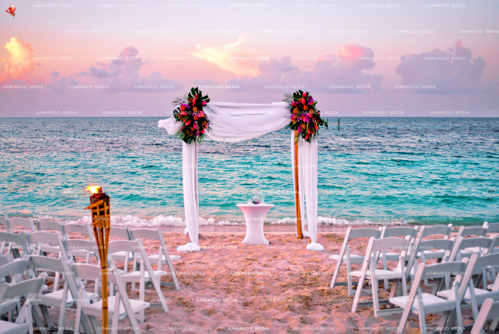 A beach wedding at the Bahamar Resort, Nassau Bahamas.
