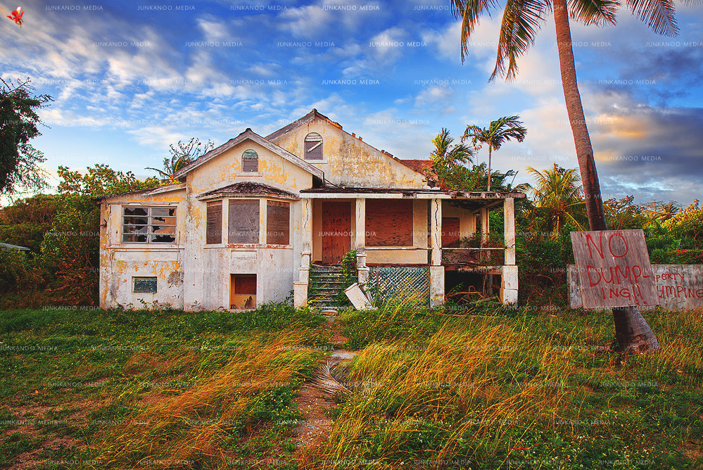 An abandoned house overlooking the ocean in The Bahamas.
