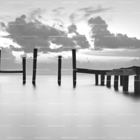 A long exposure of a dock at Jaws Beach in New Providence, Bahamas.
